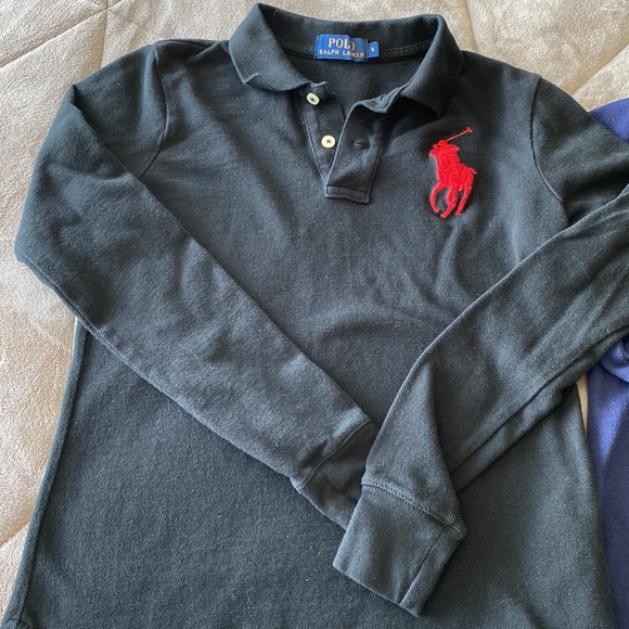 Ralph Lauren Polo Slim fit women’s long sleeve polo shirts navy and black - Picture 2 of 5